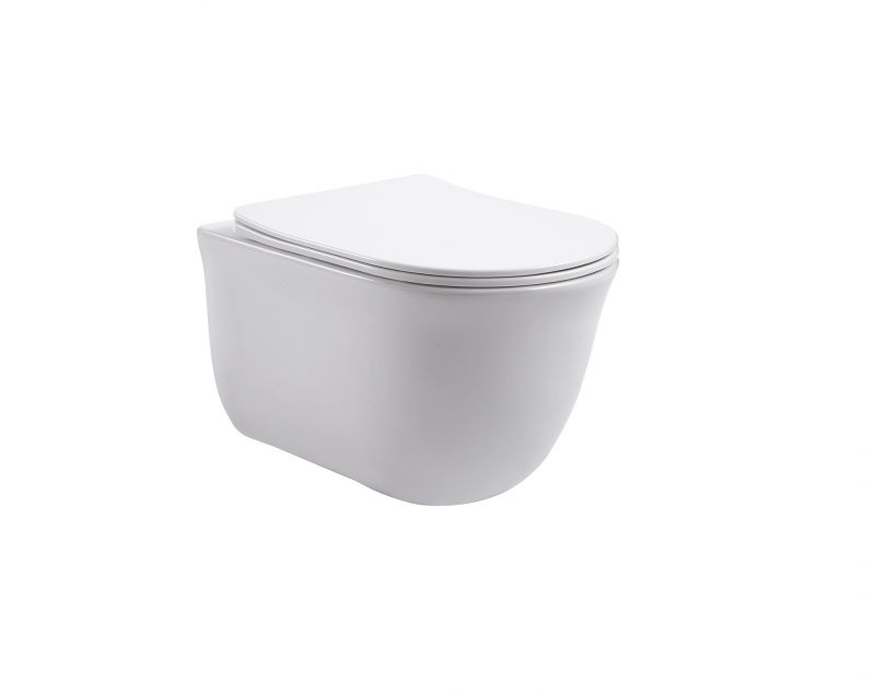 Унитаз подвесной безободковый Aquatek КЛАССИК 525*365*340 с легкосъемным сиденьем Soft Close в комплекте