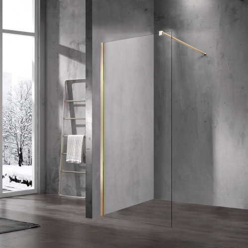 Душевая стенка Vincea Walk-In  90 см брашированное золото