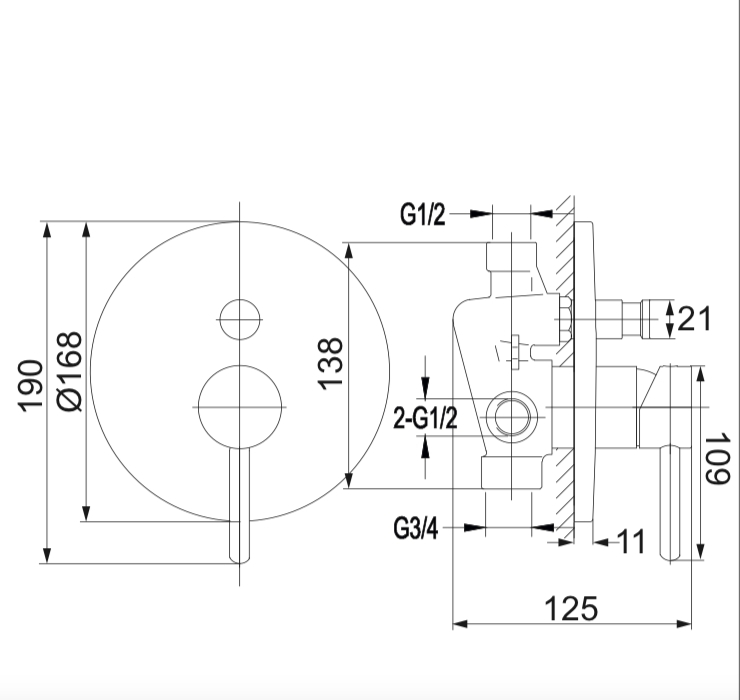 Душевая система скрытого монтажа OMNIRES Y черный