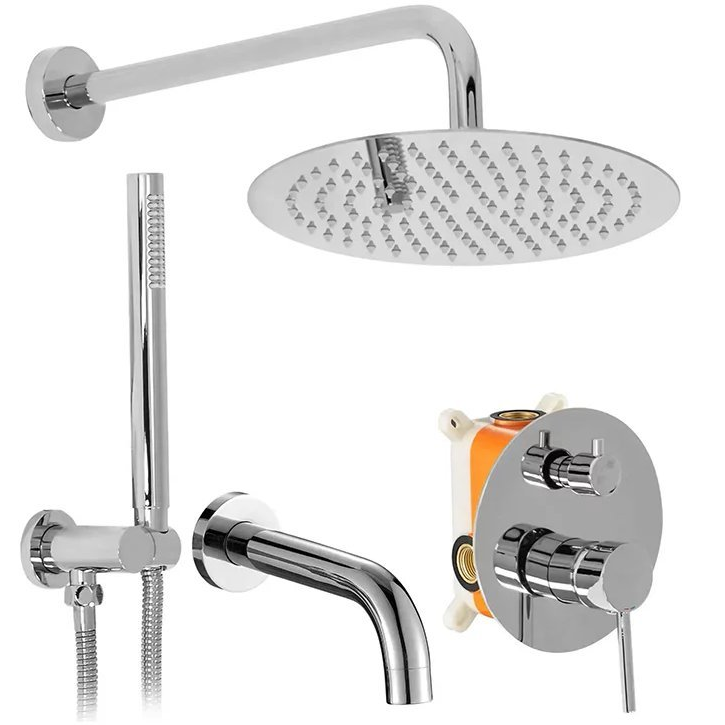 Душевая система Rea LUNGO CHROME (с изливом) лейка 25см., хром