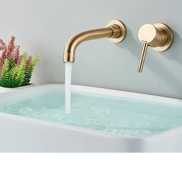 Смеситель для умывальника Rea Lungo  матовое золото