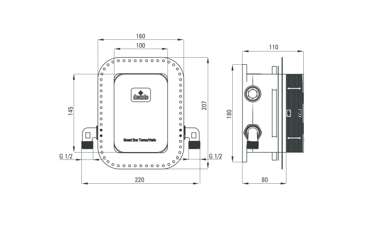 Deante Nero Душевая система скрытого монтажа 3-х функциональная квадратная с изливом, черный