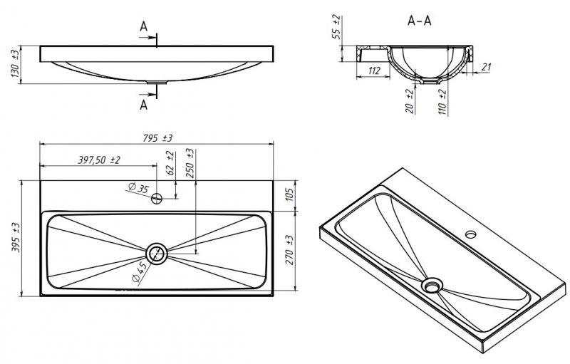 Раковина Belux Бостон 
