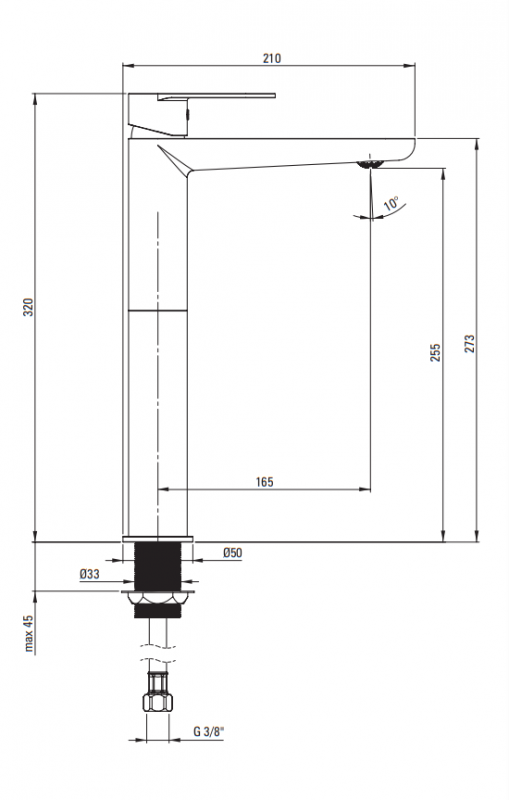 Deante Alpinia Gold Смеситель для раковины высокий, золотой