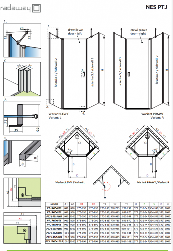 Душевая кабина Radaway Nes PTJ стекло прозрачное