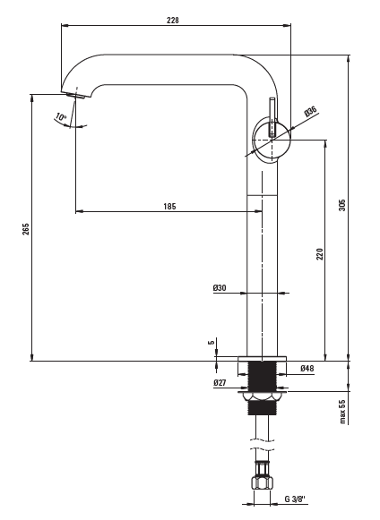 Смеситель для раковины DEANTE SILIA высокий, золото брашированное