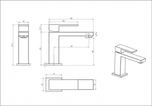 Смеситель для умывальника Boheme Qubic, никель