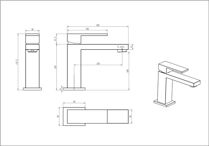 Смеситель для умывальника Boheme Qubic, никель