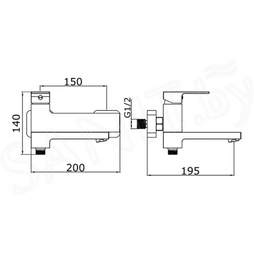 Смеситель для ванны Vieir  графит