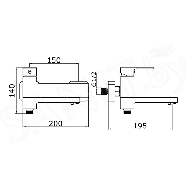 Смеситель для ванны Vieir  графит