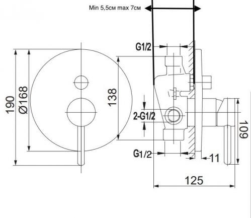 Душевая система скрытого монтажа Grocenberg в цвете сатин