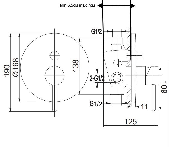 Душевая система скрытого монтажа Grocenberg в цвете сатин