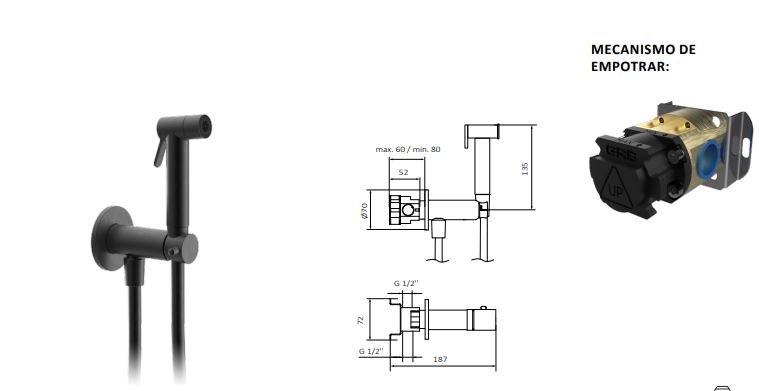 Гигиенический душ GRB mixcer Eternice Metal Black