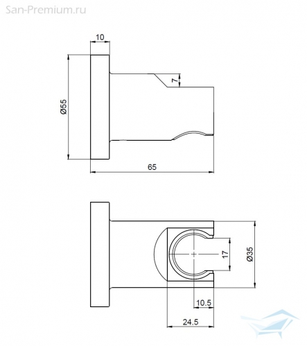Держатель ручного душа AQUAme Siena, нержавеющая сталь