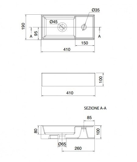 Умывальник накладной Scarabeo Teorema 2.0 41x19 белый