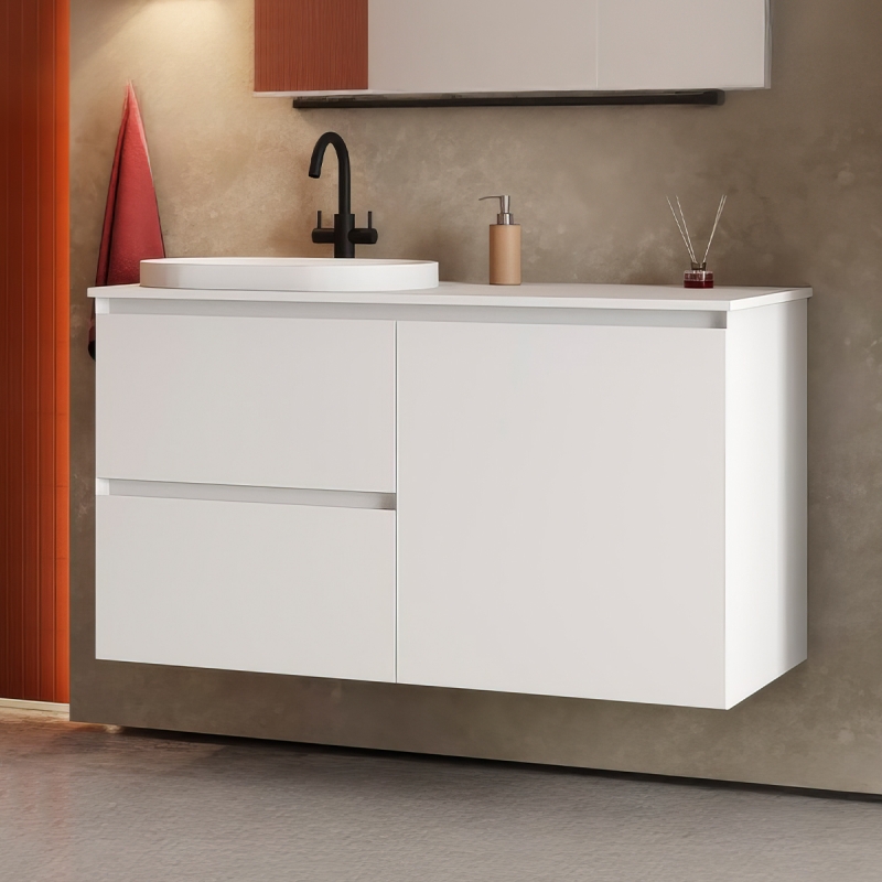 Тумба подвесная LUNA Belux 120*51 cо столешницей и  умывальником Турин 610 Эллип в комплекте