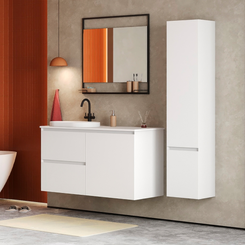 Тумба подвесная LUNA Belux 120*51 cо столешницей и  умывальником Турин 610 Эллип в комплекте