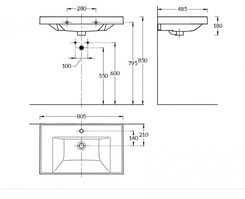 Раковина  KERAMA MARAZZI CUBO подвесная/мебельная, белая глянцевая