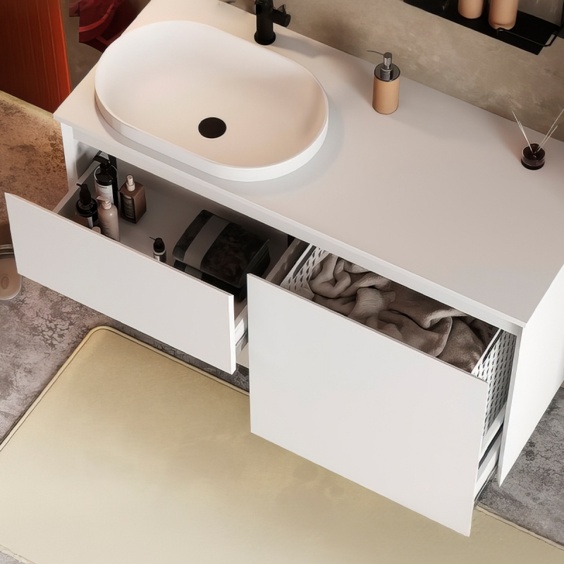 Тумба подвесная LUNA Belux 120*51 cо столешницей и  умывальником Турин 610 Эллип в комплекте