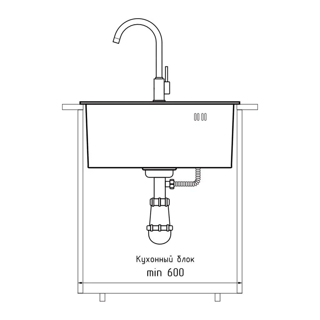 Мойка кухонная GRANFEST METAL НЕРЖАВЕЮЩАЯ СТАЛЬ AISI 304  (с сифоном)