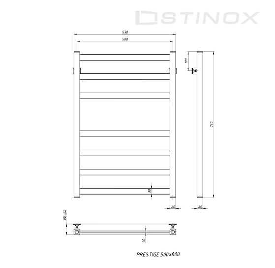 Полотенцесушитель водяной Stinox Prestige золото брашированное