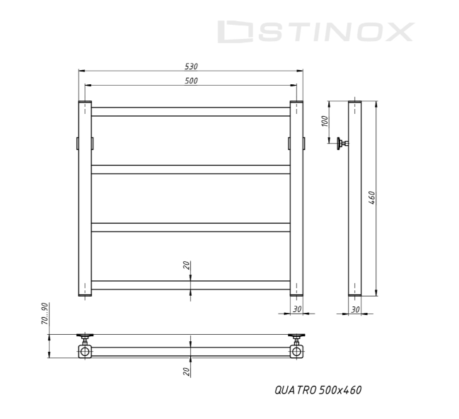 Полотенцесушитель водяной Stinox Quatro хром