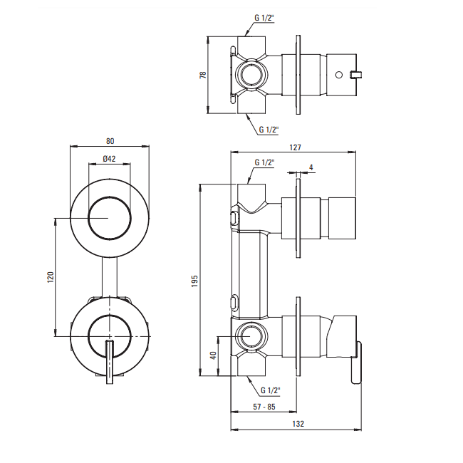 Смеситель для душа Deante Silia, скрытого монтажа, с переключателем для душа