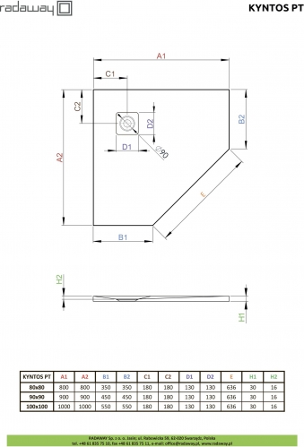 Душевой поддон Radaway Kyntos PT Black 80*80*3 см черный