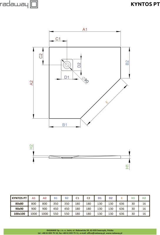 Душевой поддон Radaway Kyntos PT Black 80*80*3 см черный