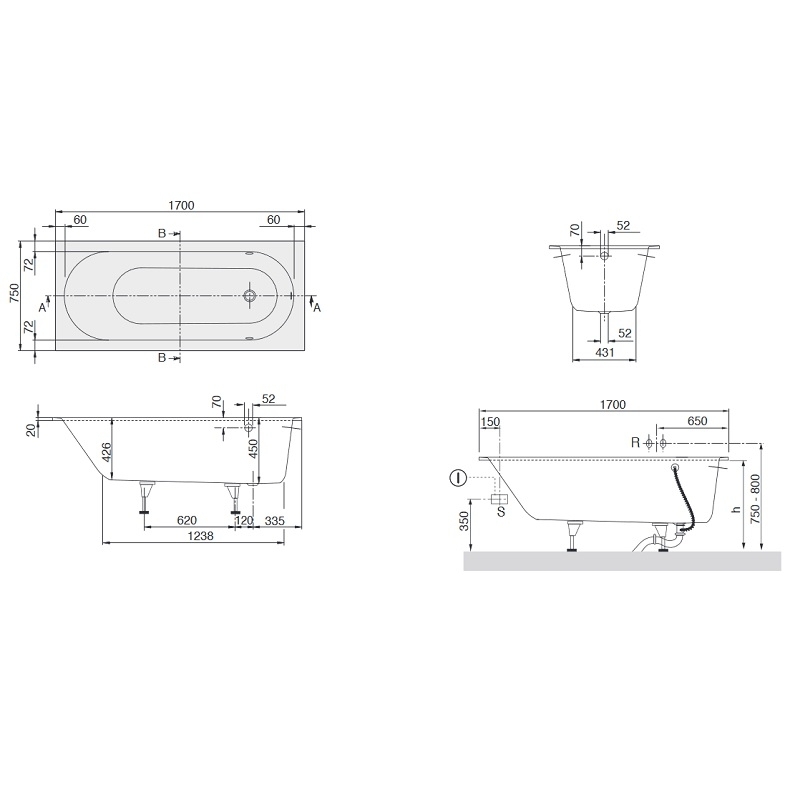 Ванна квариловая Villeroy & Boch Oberon