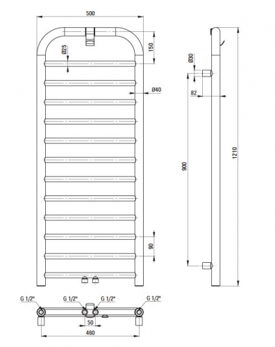 Полотенцесушитель Deante Silia 121 см