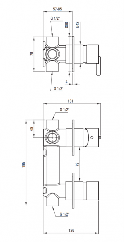 Deante Silia Смеситель скрытого монтажа 2-функц., горизонтальный