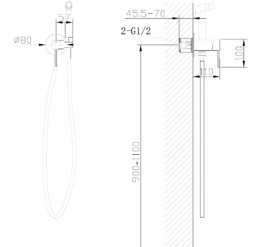 Смеситель с гигиеническим душем ABBER Wasser Kreis хром