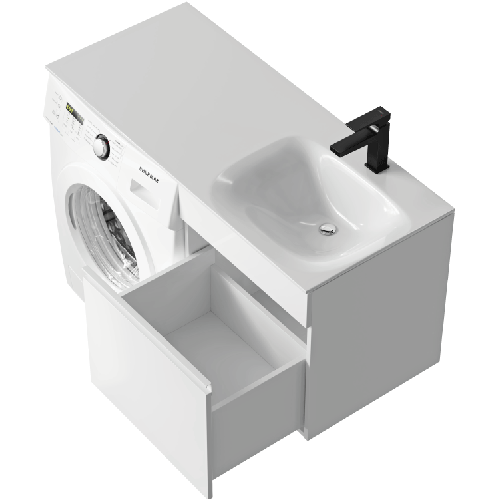 Тумба c умывальником под стиральную машину Aqwella Duet подвесная белая