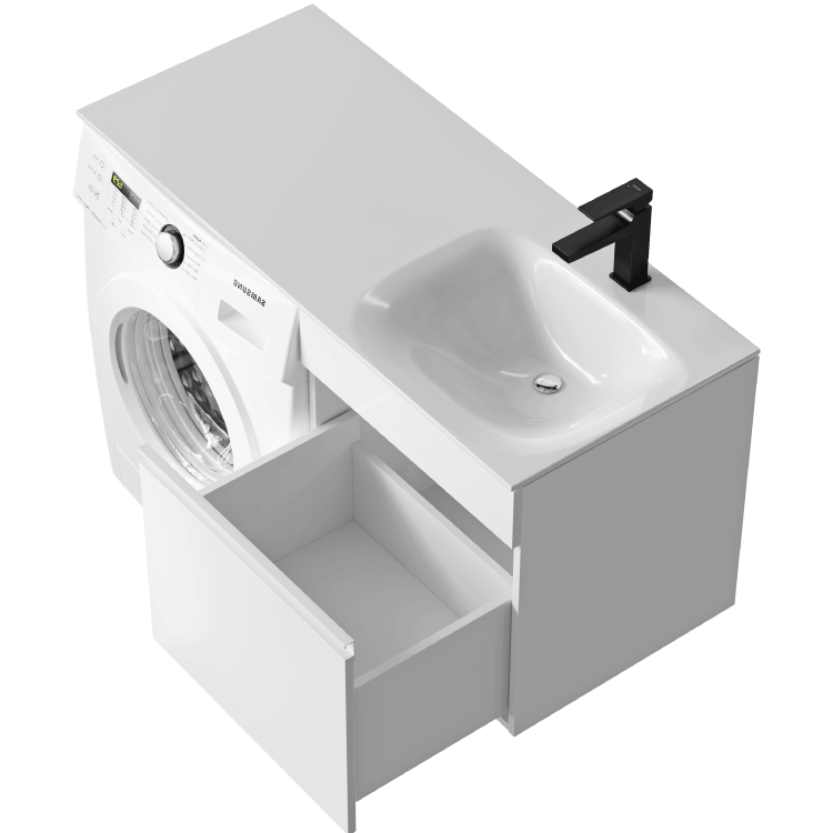 Тумба c умывальником под стиральную машину Aqwella Duet подвесная белая