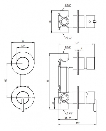 Смеситель для душа Deante Silia  на 2 режима, нержавеющая сталь