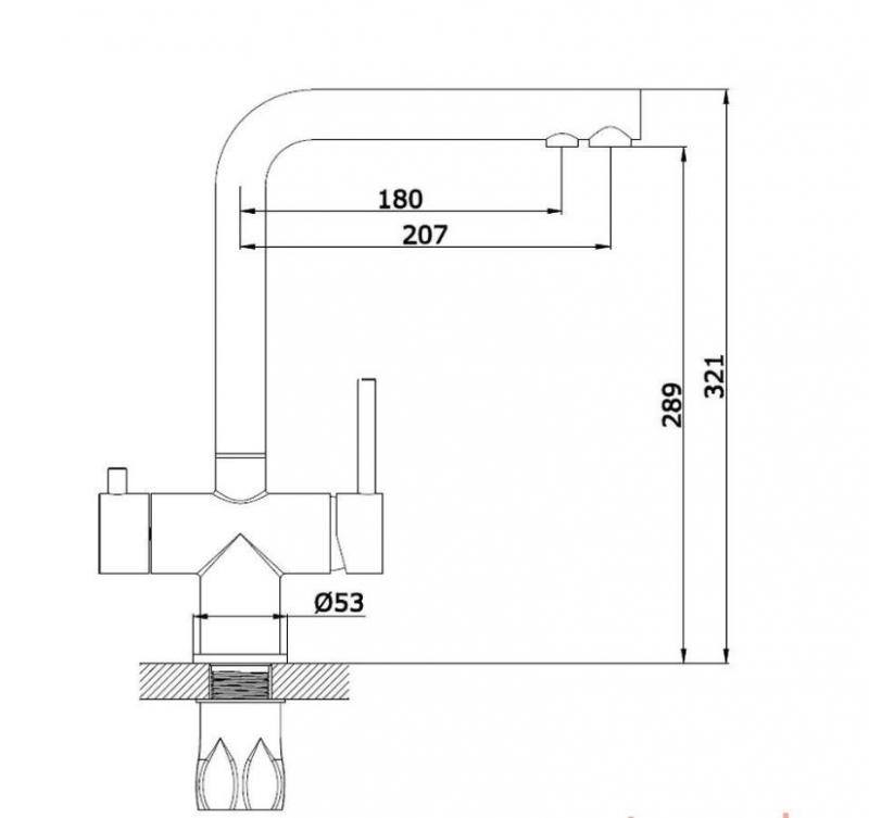 Смеситель для кухонной мойки Vieir  под фильтр