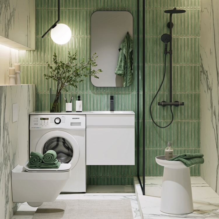 Тумба c умывальником под стиральную машину Aqwella Duet подвесная белая