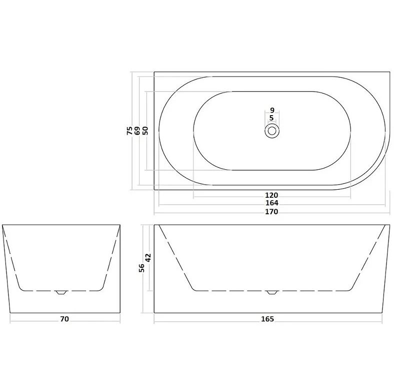 Акриловая ванна Cerutti Ami 170*75
