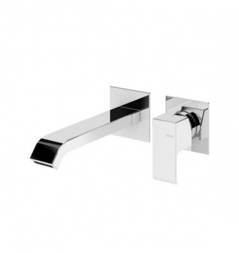 Смеситель для умывальника на 2 отверстия настенный Linea Gunmetal