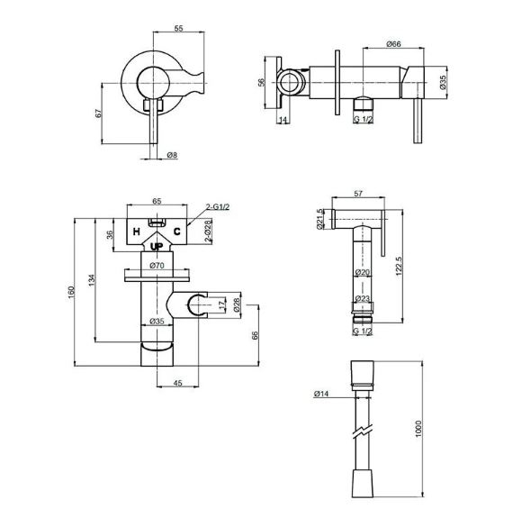 Гигиенический душ AQUAme Siena брашированная медь