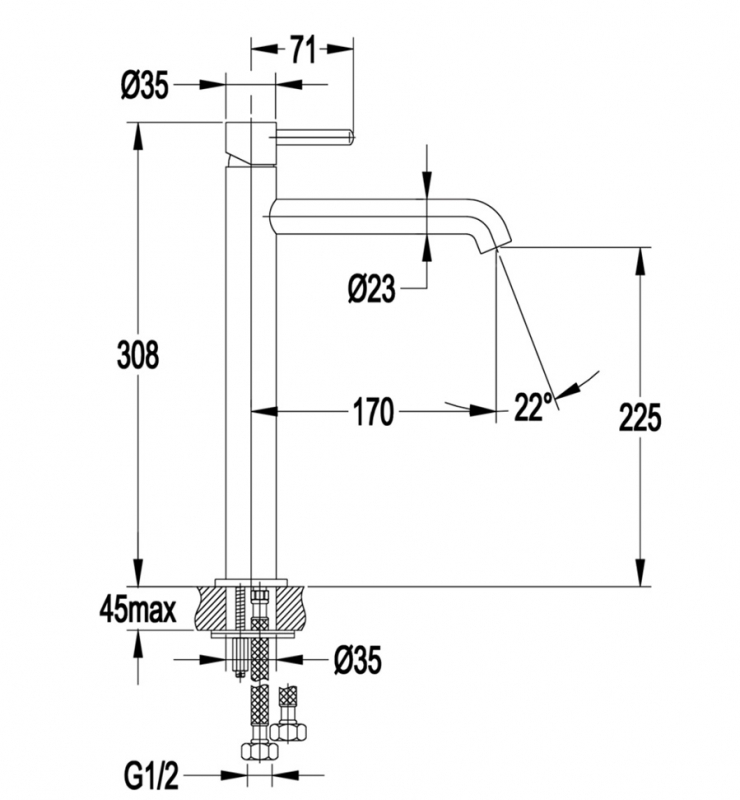 Смеситель для раковины Высокий Grocenberg  золото брашированное