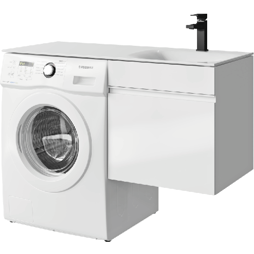 Тумба c умывальником под стиральную машину Aqwella Duet подвесная белая