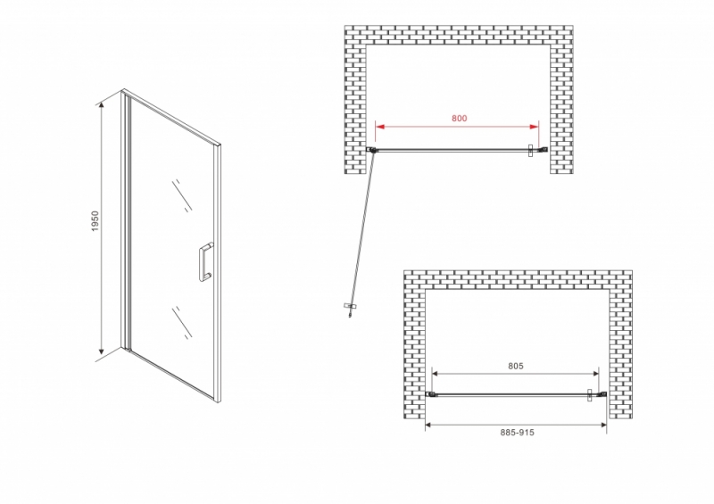 Душевая дверь ABBER Sonnenstrand черный профиль 90см