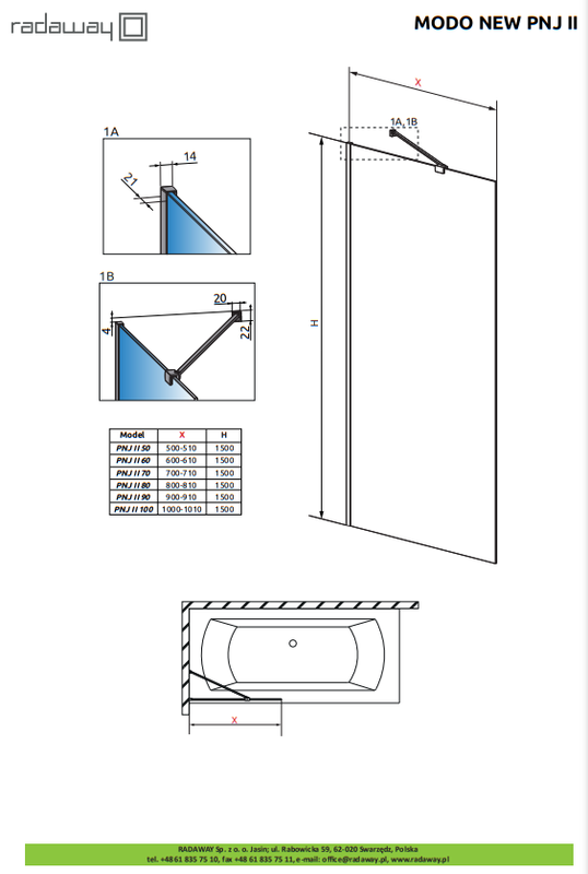 Душевая шторка на ванну RADAWAY MODO NEW WHITE PNJ II