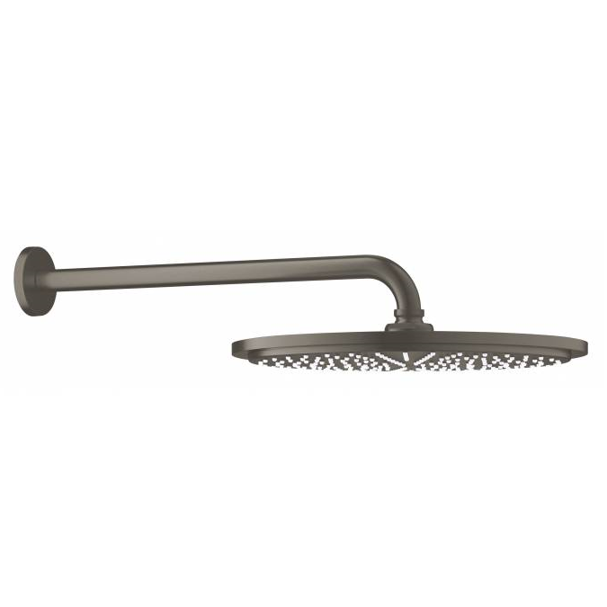 Верхний душ с душевым кронштейном 380 мм, 1 режим струи, GROHE Rainshower, темный графит матовый