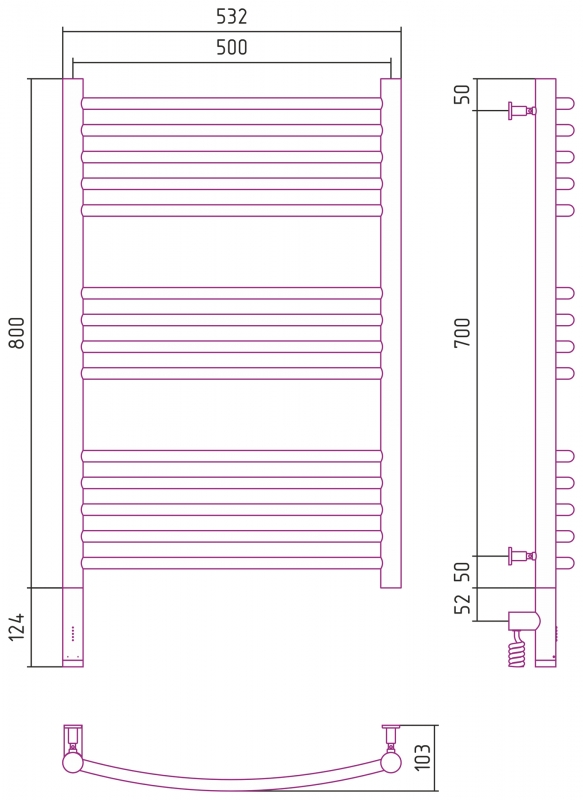 Полотенцесушитель Сунержа Богема 3.0 800х500, прямой, электрический