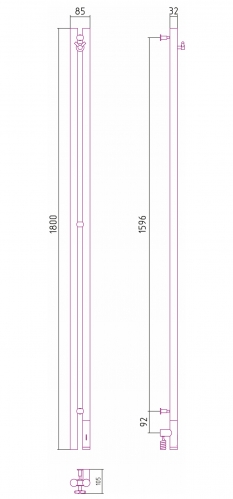 Полотенцесушитель Сунержа Нюанс 3.0 1800 (правый МЭМ)