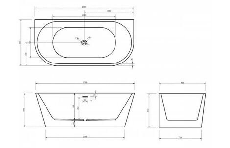 Акриловая пристенная ванна Abber 170х80