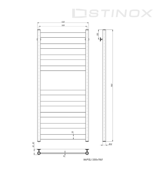 Полотенцесушитель водяной Stinox Napoli золото брашированное